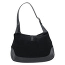 GUCCI Jackie Hand Bag Suede Black Silver 001 3346 Auth 194007-2