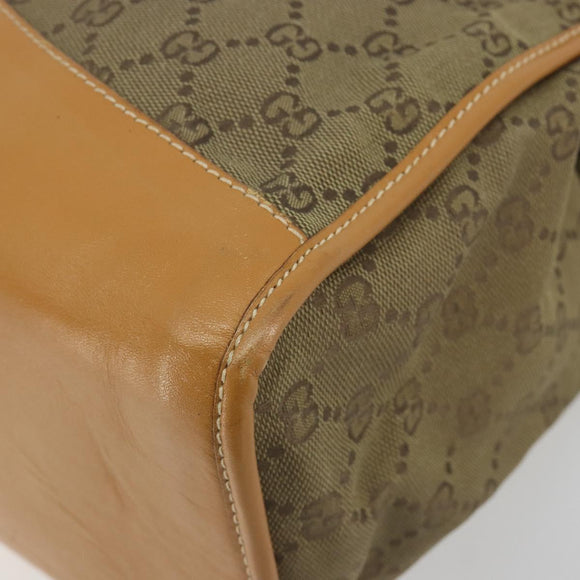 GUCCI GG Canvas Hand Bag Beige Gold 002 2854 0305 Auth 194010