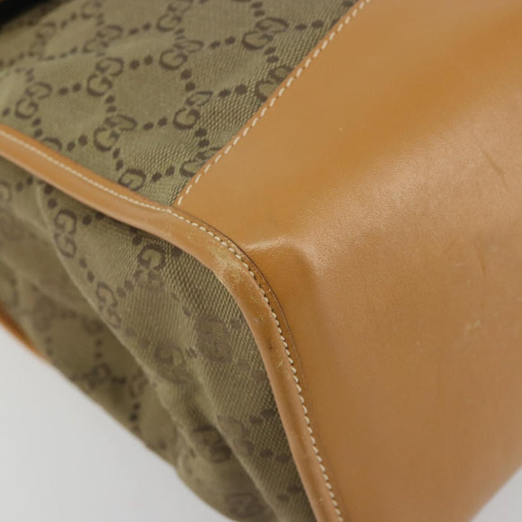 GUCCI GG Canvas Hand Bag Beige Gold 002 2854 0305 Auth 194010