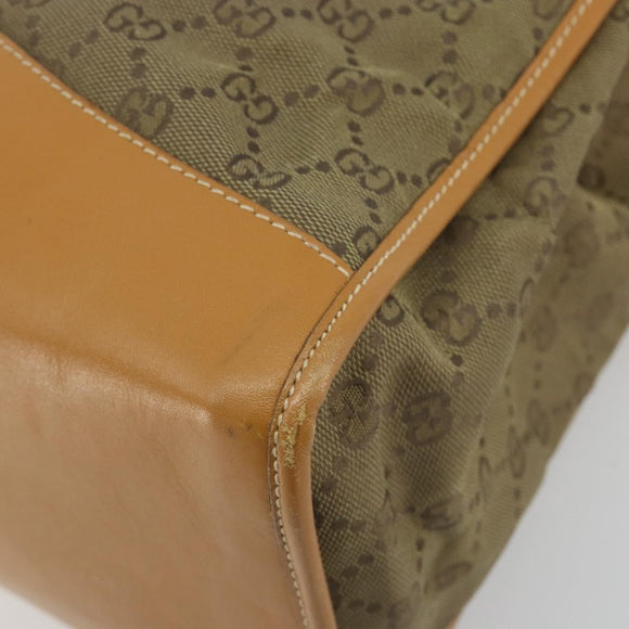 GUCCI GG Canvas Hand Bag Beige Gold 002 2854 0305 Auth 194010