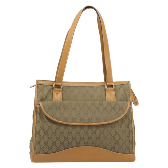 GUCCI GG Canvas Hand Bag Beige Gold 002 2854 0305 Auth 194010