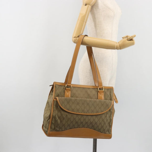 GUCCI GG Canvas Hand Bag Beige Gold 002 2854 0305 Auth 194010