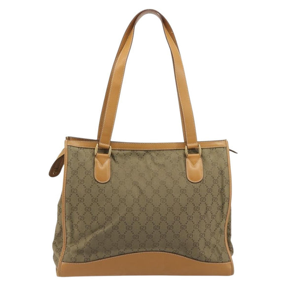GUCCI GG Canvas Hand Bag Beige Gold 002 2854 0305 Auth 194010