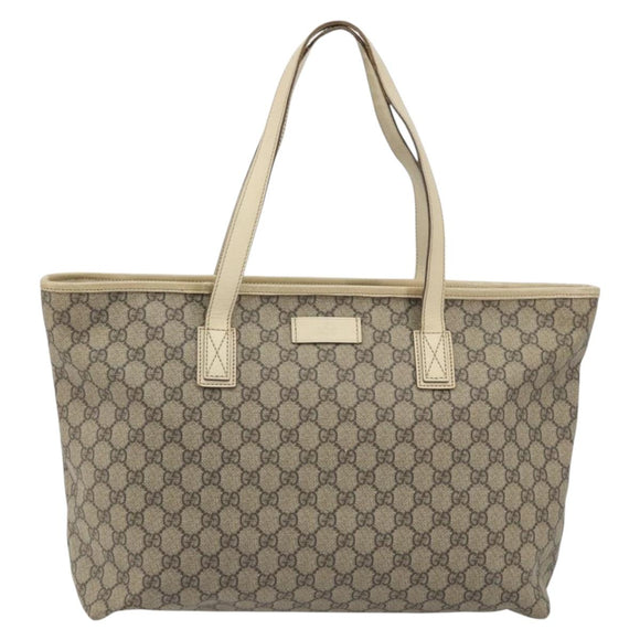 GUCCI GG Supreme Tote Bag PVC Beige 211137 Auth 194013