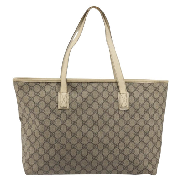 GUCCI GG Supreme Tote Bag PVC Beige 211137 Auth 194013