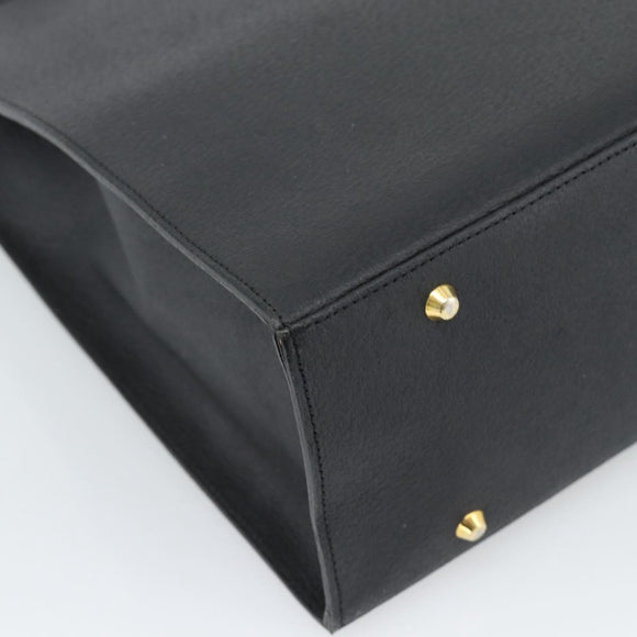 SAINT LAURENT Tote Bag Leather Black Gold Auth 194015