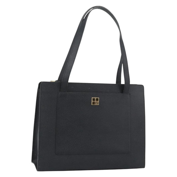 SAINT LAURENT Tote Bag Leather Black Gold Auth 194015