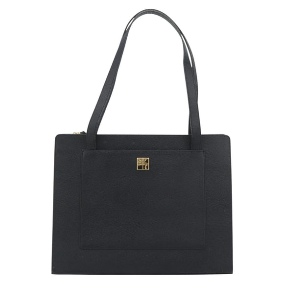 SAINT LAURENT Tote Bag Leather Black Gold Auth 194015