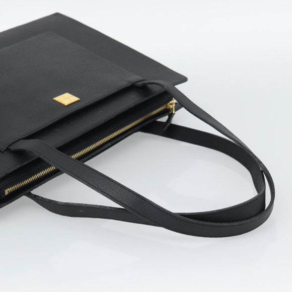 SAINT LAURENT Tote Bag Leather Black Gold Auth 194015