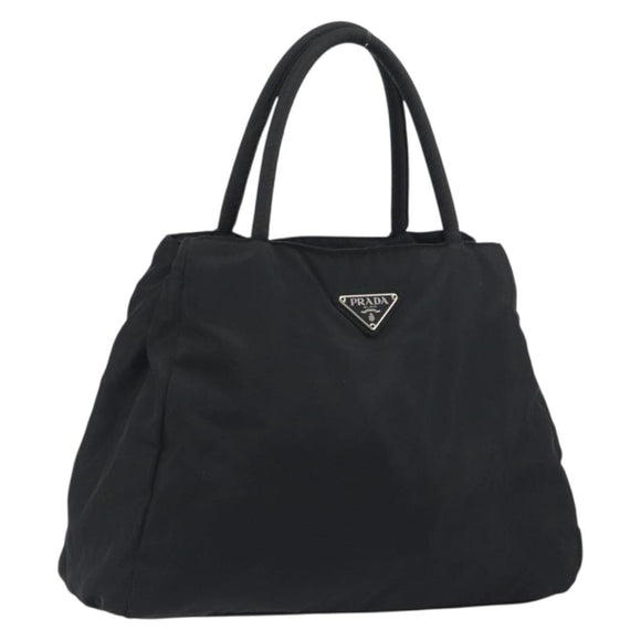 PRADA Hand Bag Nylon Black Silver Auth 194017