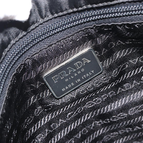 PRADA Hand Bag Nylon Black Silver Auth 194017