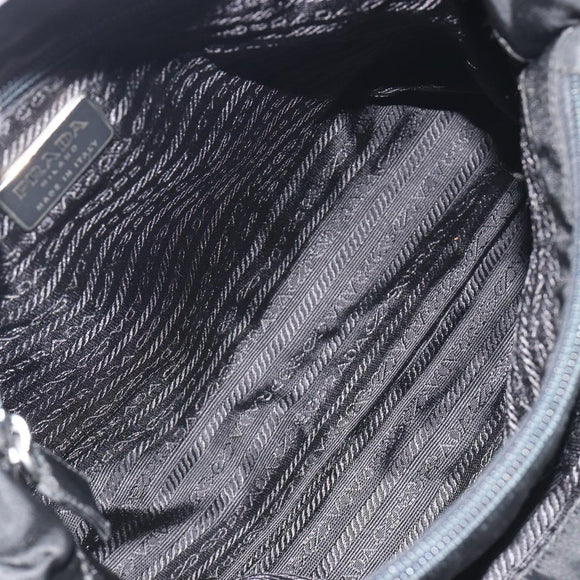 PRADA Hand Bag Nylon Black Silver Auth 194017
