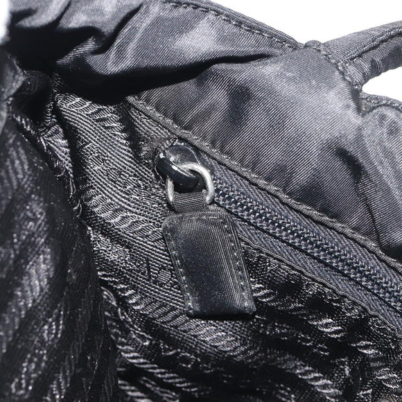 PRADA Hand Bag Nylon Black Silver Auth 194017