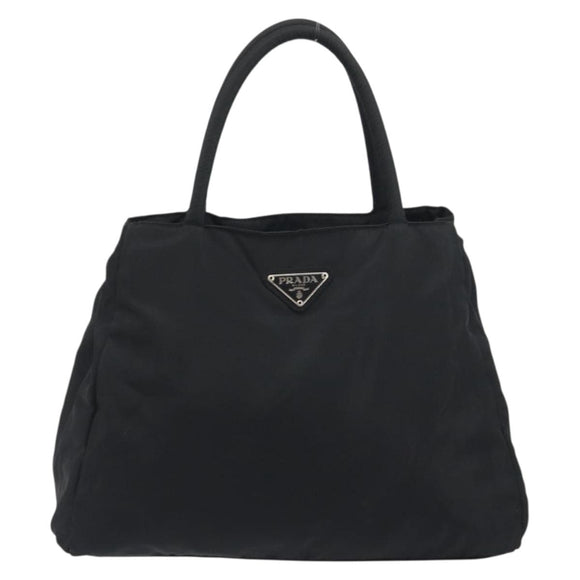 PRADA Hand Bag Nylon Black Silver Auth 194017