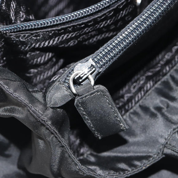 PRADA Hand Bag Nylon Black Silver Auth 194017