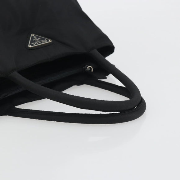 PRADA Hand Bag Nylon Black Silver Auth 194017