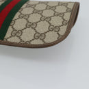 GUCCI GG Supreme Web Sherry Line Pouch PVC Beige Gold 89 01 021 Auth 194021A-15