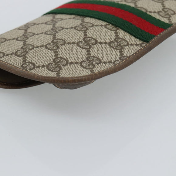 GUCCI GG Supreme Web Sherry Line Pouch PVC Beige Gold 89 01 021 Auth 194021A
