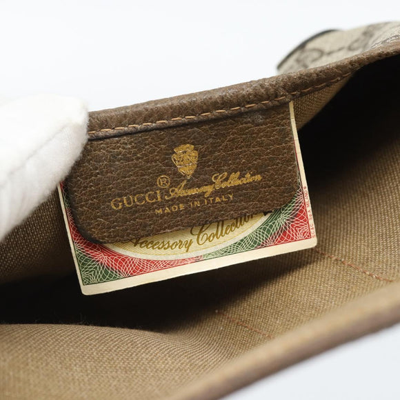 GUCCI GG Supreme Web Sherry Line Pouch PVC Beige Gold 89 01 021 Auth 194021A