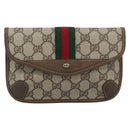 GUCCI GG Supreme Web Sherry Line Pouch PVC Beige Gold 89 01 021 Auth 194021A-13