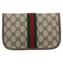 GUCCI GG Supreme Web Sherry Line Pouch PVC Beige Gold 89 01 021 Auth 194021A-2