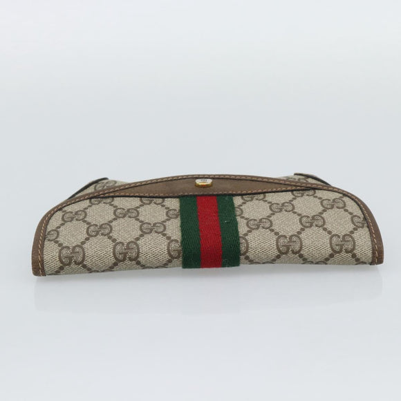 GUCCI GG Supreme Web Sherry Line Pouch PVC Beige Gold 89 01 021 Auth 194021A