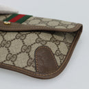 GUCCI GG Supreme Web Sherry Line Pouch PVC Beige Gold 89 01 021 Auth 194021A-7