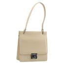 GUCCI Hand Bag Leather Beige Silver 007 406 0265 Auth 194023-1