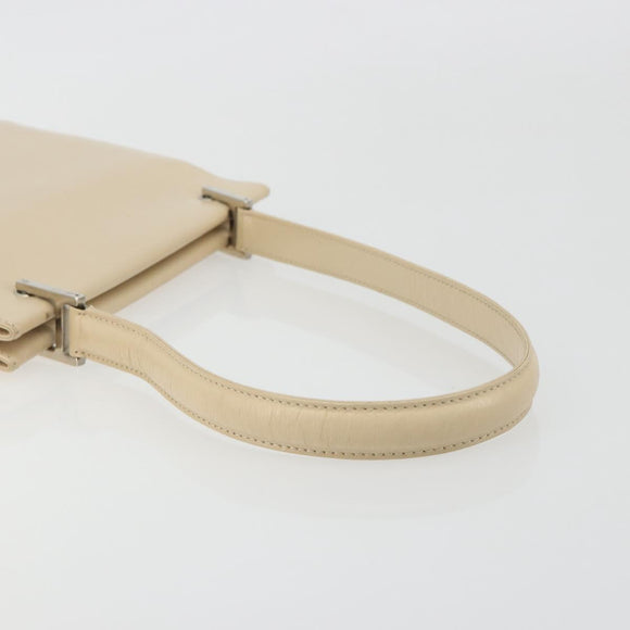 GUCCI Hand Bag Leather Beige Silver 007 406 0265 Auth 194023