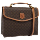 CELINE Macadam Canvas Hand Bag PVC Leather 2way Brown Gold Auth 194025V-1