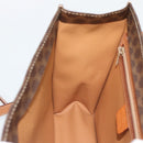 CELINE Macadam Canvas Hand Bag PVC Leather 2way Brown Gold Auth 194025V-21
