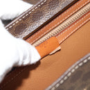 CELINE Macadam Canvas Hand Bag PVC Leather 2way Brown Gold Auth 194025V-24