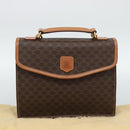 CELINE Macadam Canvas Hand Bag PVC Leather 2way Brown Gold Auth 194025V-26