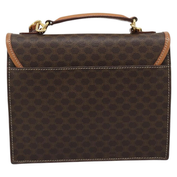 CELINE Macadam Canvas Hand Bag PVC Leather 2way Brown Gold Auth 194025V