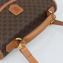 CELINE Macadam Canvas Hand Bag PVC Leather 2way Brown Gold Auth 194025V-7