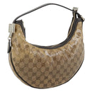 GUCCI GG Crystal Shoulder Bag Coated Canvas Beige Gold 181493 Auth 194027-1