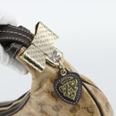 GUCCI GG Crystal Shoulder Bag Coated Canvas Beige Gold 181493 Auth 194027-17