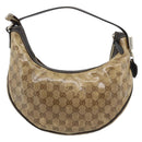 GUCCI GG Crystal Shoulder Bag Coated Canvas Beige Gold 181493 Auth 194027-2