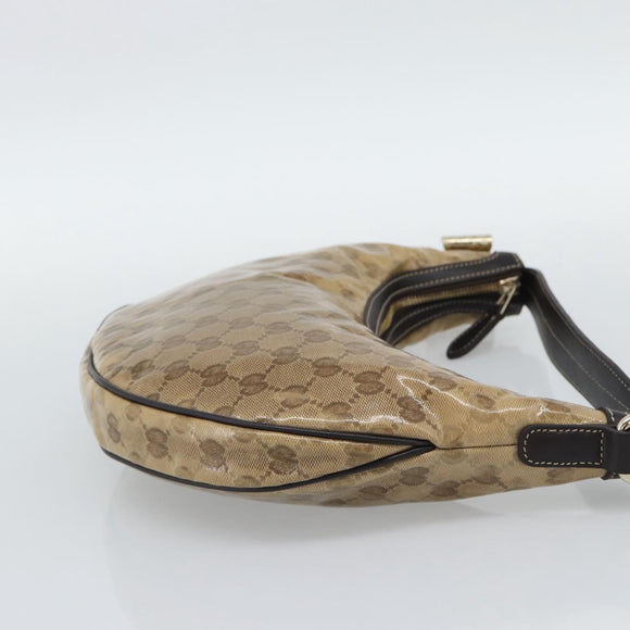 GUCCI GG Crystal Shoulder Bag Coated Canvas Beige Gold 181493 Auth 194027