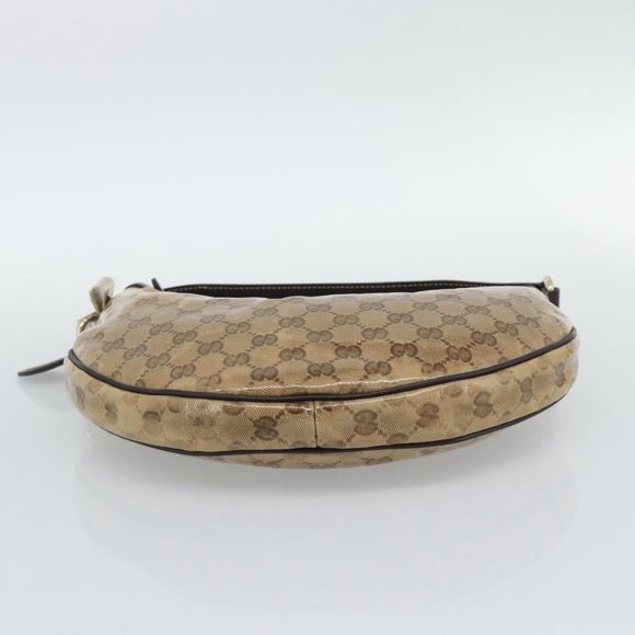 GUCCI GG Crystal Shoulder Bag Coated Canvas Beige Gold 181493 Auth 194027