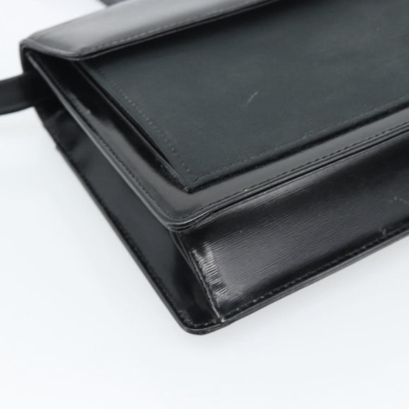 SAINT LAURENT Shoulder Bag Leather Black Gold Auth 194029