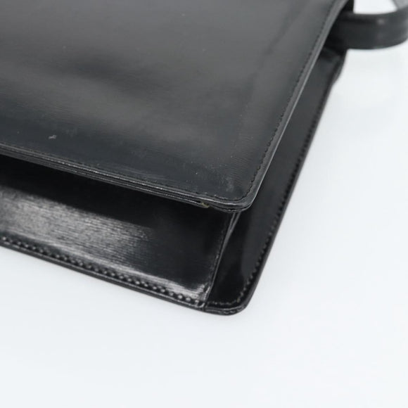 SAINT LAURENT Shoulder Bag Leather Black Gold Auth 194029