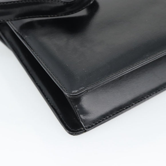 SAINT LAURENT Shoulder Bag Leather Black Gold Auth 194029