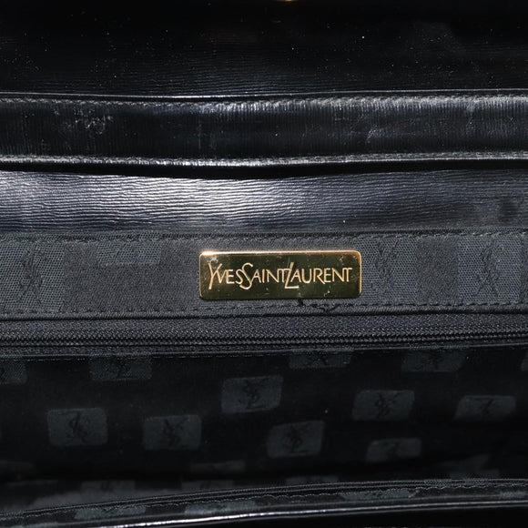 SAINT LAURENT Shoulder Bag Leather Black Gold Auth 194029