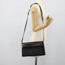 SAINT LAURENT Shoulder Bag Leather Black Gold Auth 194029-24