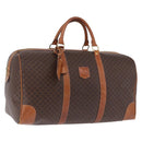 CELINE Macadam Canvas Boston Bag PVC Leather Brown Gold Auth 194032-1