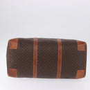 CELINE Macadam Canvas Boston Bag PVC Leather Brown Gold Auth 194032-7