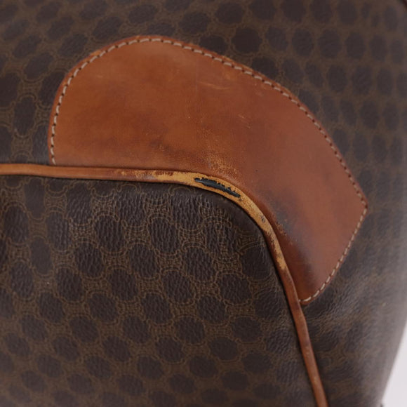 CELINE Macadam Canvas Boston Bag PVC Leather Brown Gold Auth 194032