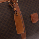 CELINE Macadam Canvas Boston Bag PVC Leather Brown Gold Auth 194032-20
