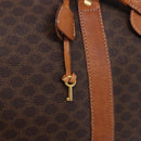 CELINE Macadam Canvas Boston Bag PVC Leather Brown Gold Auth 194032-22
